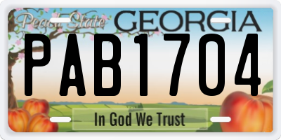 GA license plate PAB1704