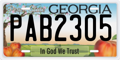 GA license plate PAB2305