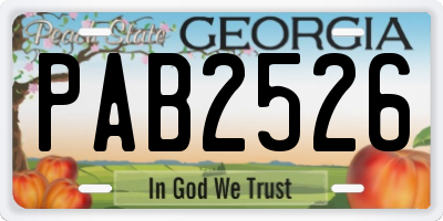 GA license plate PAB2526