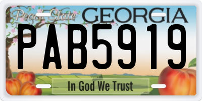 GA license plate PAB5919