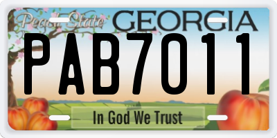 GA license plate PAB7011