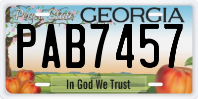 GA license plate PAB7457