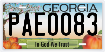 GA license plate PAE0083