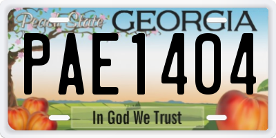 GA license plate PAE1404