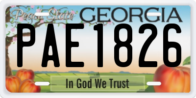 GA license plate PAE1826