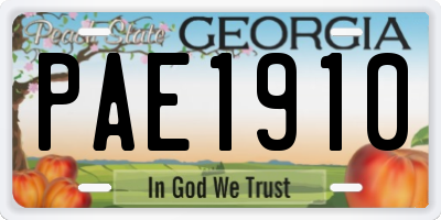 GA license plate PAE1910