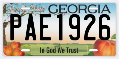 GA license plate PAE1926