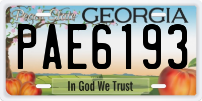 GA license plate PAE6193