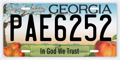 GA license plate PAE6252