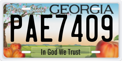 GA license plate PAE7409