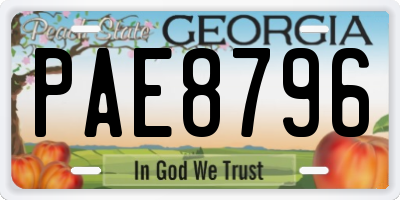 GA license plate PAE8796