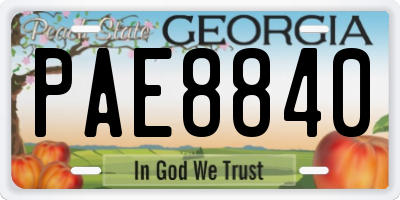 GA license plate PAE8840