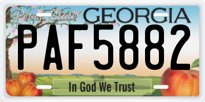 GA license plate PAF5882