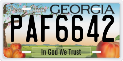 GA license plate PAF6642