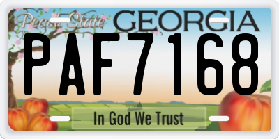 GA license plate PAF7168
