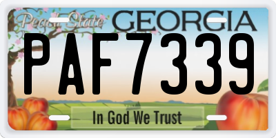 GA license plate PAF7339