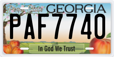 GA license plate PAF7740