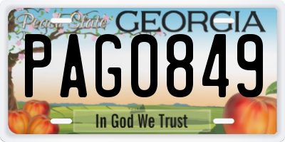 GA license plate PAG0849