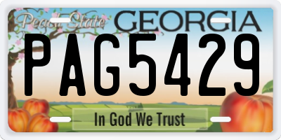 GA license plate PAG5429