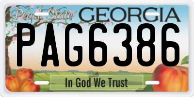 GA license plate PAG6386