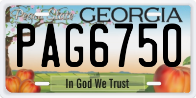 GA license plate PAG6750