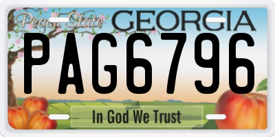 GA license plate PAG6796