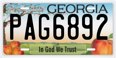 GA license plate PAG6892
