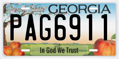 GA license plate PAG6911