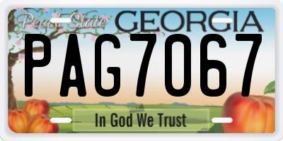 GA license plate PAG7067