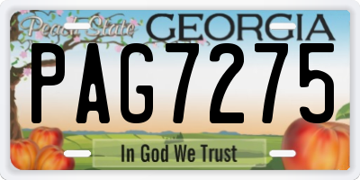 GA license plate PAG7275
