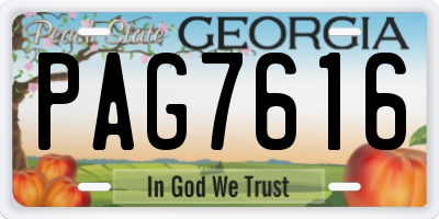 GA license plate PAG7616