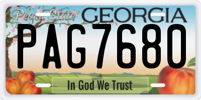 GA license plate PAG7680