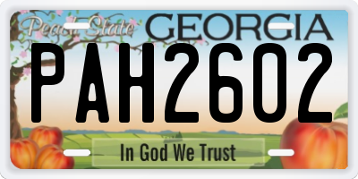 GA license plate PAH2602