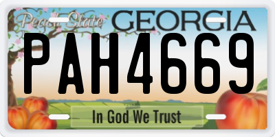 GA license plate PAH4669
