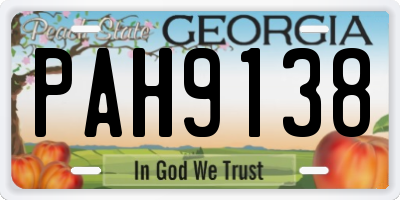 GA license plate PAH9138