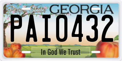 GA license plate PAI0432