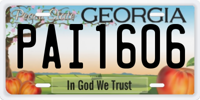 GA license plate PAI1606