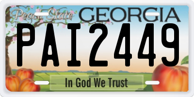 GA license plate PAI2449