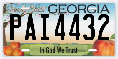 GA license plate PAI4432