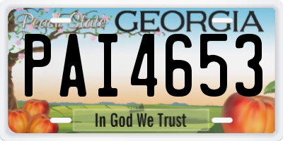GA license plate PAI4653