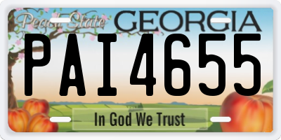 GA license plate PAI4655
