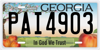 GA license plate PAI4903