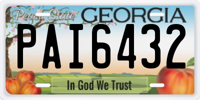 GA license plate PAI6432