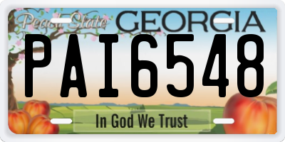 GA license plate PAI6548
