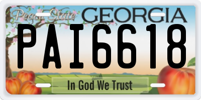 GA license plate PAI6618