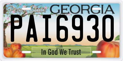 GA license plate PAI6930