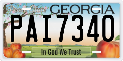 GA license plate PAI7340