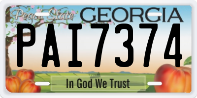 GA license plate PAI7374