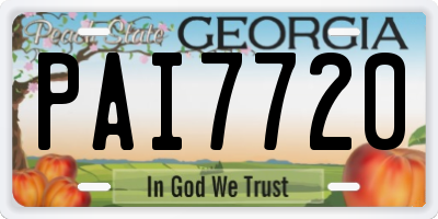 GA license plate PAI7720
