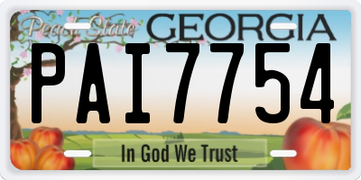 GA license plate PAI7754